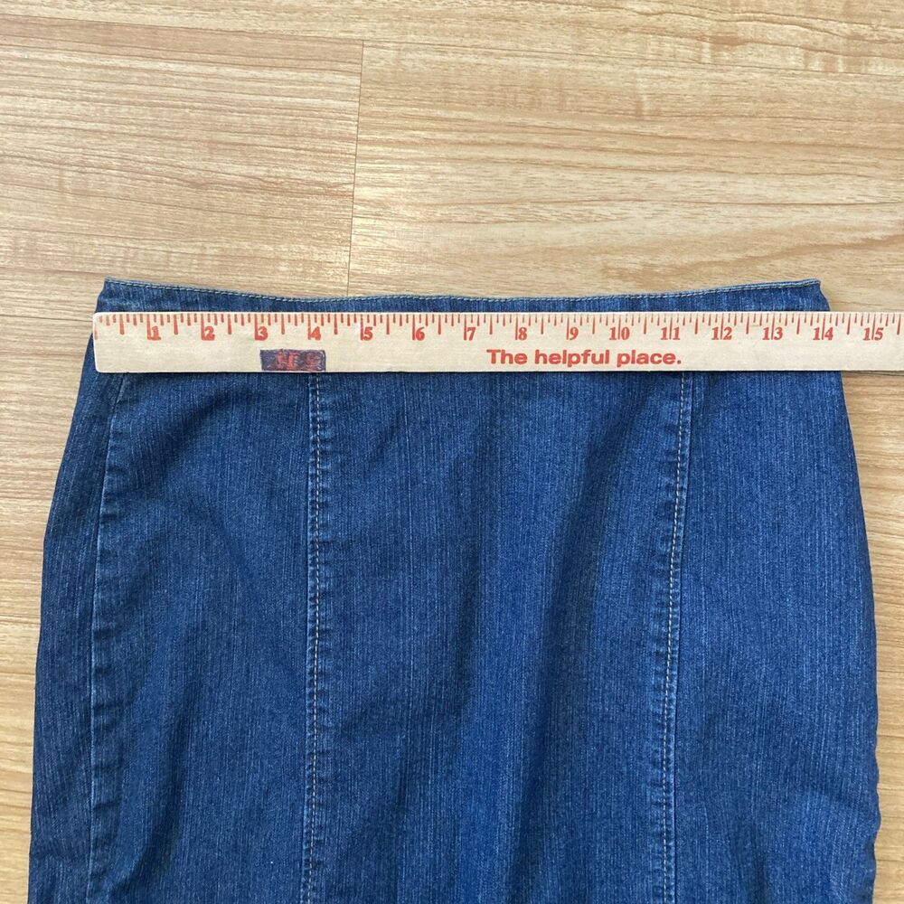K Jordan Womens 6 Denim Hi-Low Mermaid Skirt Layered Ruffle Back MUST SEE - Picture 6 of 8